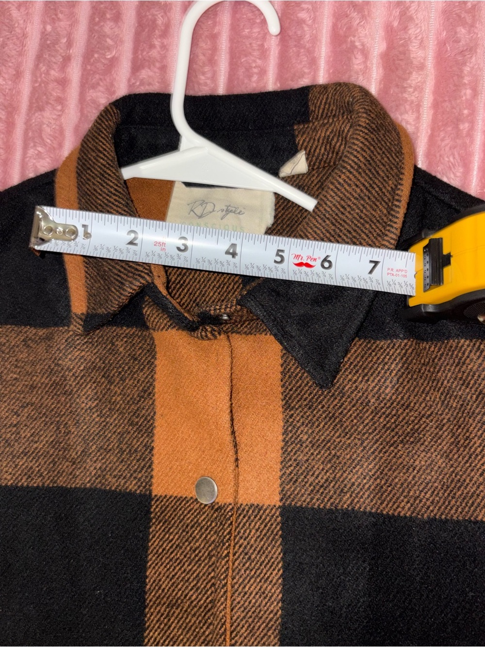 RD Style Black and Brown Plaid Button Shirt Jacket - Picture 16 of 16